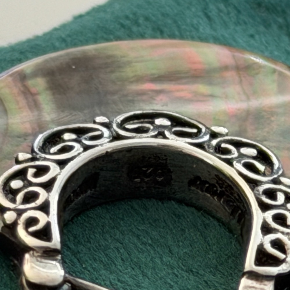 Mother of pearl 925 Silver Hoop Earrings - Picture 5 of 5